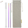 2 Straight (10.4 inches) Rainbow Reusable Metal Straws with Cleaning Brushes — STRAWTOPIA