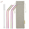 4 Bendy (8.5 inches) Rainbow Reusable Metal Straws with Cleaning Brushes — STRAWTOPIA