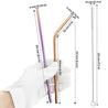 (8.5 inches)1 Bendy Rose Gold 1 Straight Rainbow Reusable Metal Straws with Cleaning Brushes — STRAWTOPIA