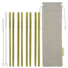 8 Strawtopia Bamboo Straws 7.7 inches + 2 cleaning brushes + burlap storage bag