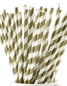 Gold | White Striped Paper Straws — STRAWTOPIA - STRAWTOPIA