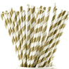 Champagne Gold | White Striped Paper Straws — STRAWTOPIA - STRAWTOPIA