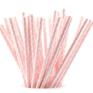 Light Pink with White Dots Paper Straws -  STRAWTOPIA - STRAWTOPIA