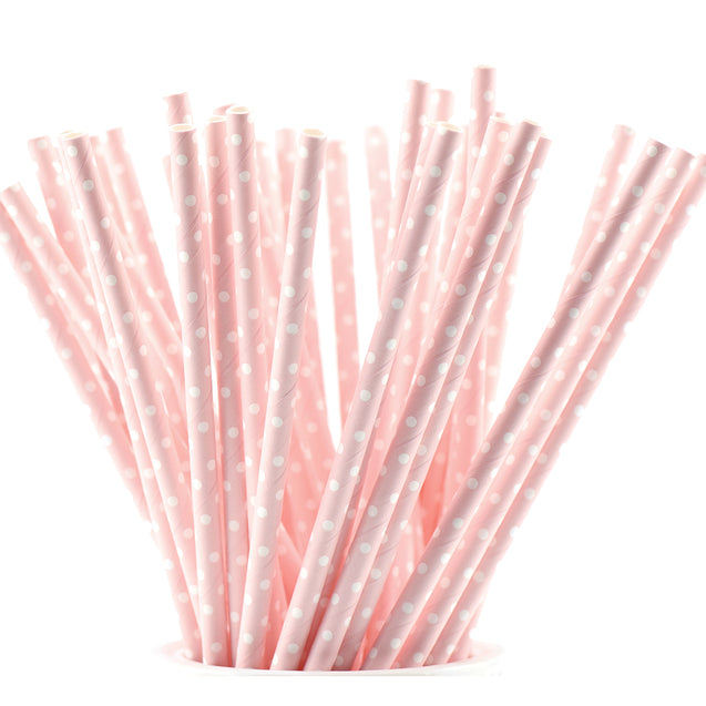 Light Pink with White Dots Paper Straws -  STRAWTOPIA - STRAWTOPIA