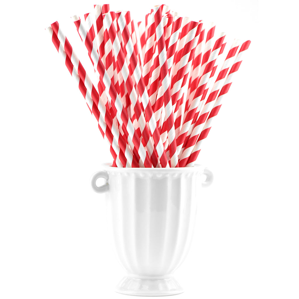Red and White Striped Paper Straws — STRAWTOPIA
