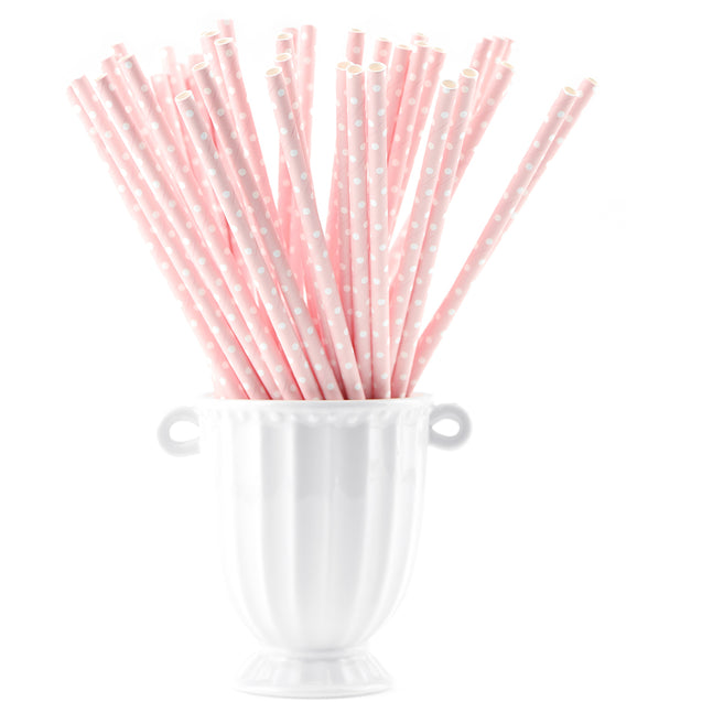 Light Pink with White Dots Paper Straws -  STRAWTOPIA - STRAWTOPIA
