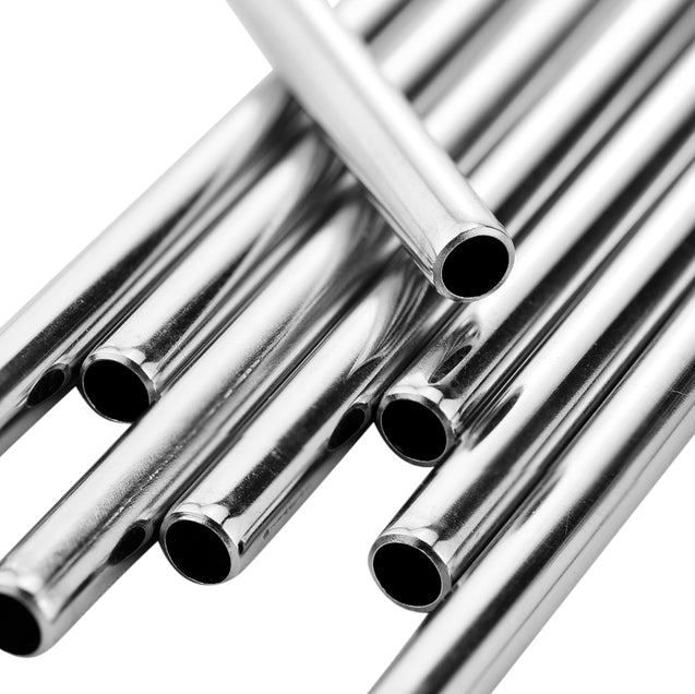 (8.5 inches) 11 Piece Set of Reusable Stainless Steel Metal Straws with Cleaning Brushes — STRAWTOPIA