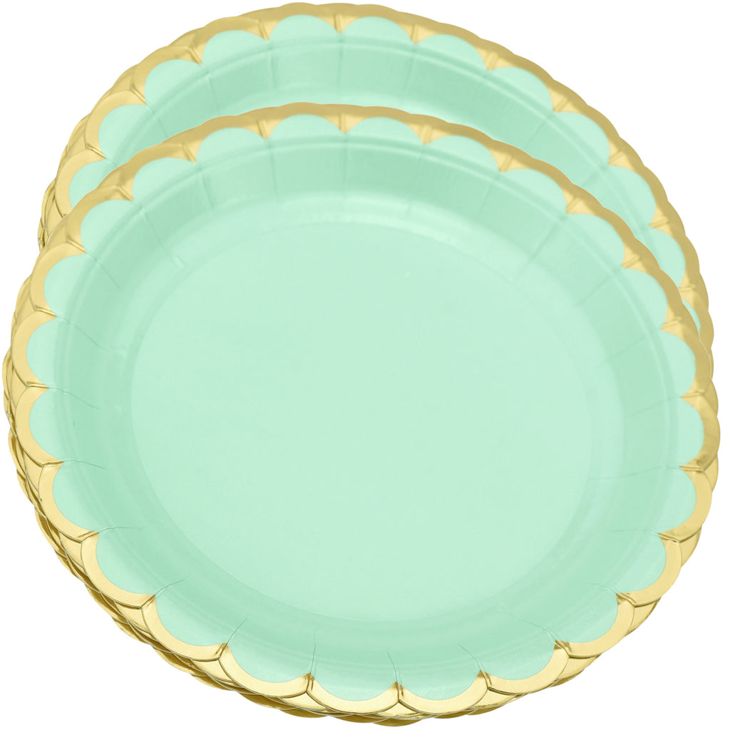 Mint and shop gold paper plates