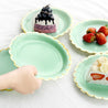 7'' Mint Green with Gold Accent Floral Edge Party Paper Plates — STRAWTOPIA