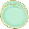 7'' Mint Green with Gold Accent Floral Edge Party Paper Plates — STRAWTOPIA