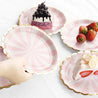 7'' White and Pink with Gold Accent Floral Edge Party Paper Plates — STRAWTOPIA