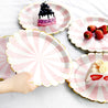9'' White and Pink with Gold Accent Floral Edge Party Paper Plates — STRAWTOPIA