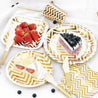 7'' White with Gold Chevron Pattern Round Party Paper Plates — STRAWTOPIA