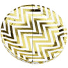 9'' White with Gold Chevron Pattern Round Party Paper Plates — STRAWTOPIA