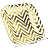 7'' White with Gold Chevron Pattern Square Party Paper Plates — STRAWTOPIA