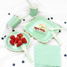 Mint Green Floral Trim Paper Napkins — STRAWTOPIA