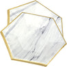 8'' Marble with Gold Edge Hexagon Party Paper Plates — STRAWTOPIA