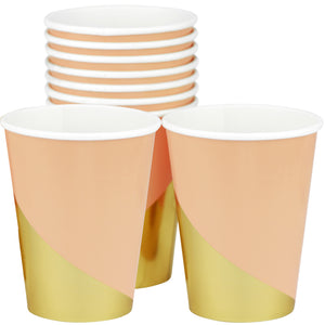 10 oz. Peach Color Fancy Party Paper Cups — STRAWTOPIA