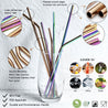 14 Piece Rose Gold and Rainbow Reusable Metal Straws with Cleaning Brushes — STRAWTOPIA