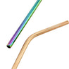 (10.4 inches)1 Bendy Champagne Gold 1 Straight Rainbow Reusable Metal Straws with Cleaning Brushes — STRAWTOPIA