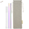 2 Straight (10.4 inches) Rainbow Reusable Metal Straws with Cleaning Brushes — STRAWTOPIA