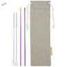 2 Straight (8.5 inches) Rainbow Reusable Metal Straws with Cleaning Brushes — STRAWTOPIA