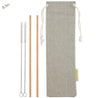2 Straight (8.5 inches) Champagne Gold Reusable Metal Straws with Cleaning Brushes — STRAWTOPIA
