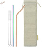 (10.4 inches)1 Bendy Champagne Gold 1 Straight Rainbow Reusable Metal Straws with Cleaning Brushes — STRAWTOPIA