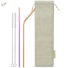 (8.5 inches)1 Bendy Champagne Gold 1 Straight Rainbow Reusable Metal Straws with Cleaning Brushes — STRAWTOPIA
