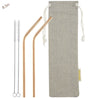 2 Bendy (8.5 inches) Champagne Gold Reusable Metal Straws with Cleaning Brushes — STRAWTOPIA