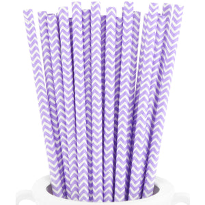 Lilac Chevron Pattern Paper Straws - STARWTOPA - STRAWTOPIA