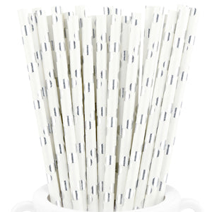Metallic Silver Polka Dots Paper Straws —  STRAWTOPIA - STRAWTOPIA