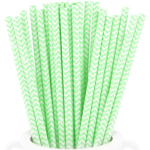 Light Green | White Chevron Pattern Paper Straws — STRAWTOPIA - STRAWTOPIA