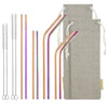 14 Piece Rose Gold and Rainbow Reusable Metal Straws with Cleaning Brushes — STRAWTOPIA