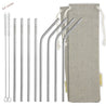 (8.5 inches) 11 Piece Set of Reusable Stainless Steel Metal Straws with Cleaning Brushes — STRAWTOPIA