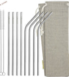 (10.4 inches) 11 Piece Set of Reusable Stainless Steel Metal Straws with Cleaning Brushes — STRAWTOPIA