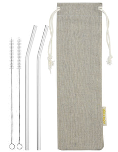 main photo showing 2 cleaning brushes and 2 bendy glass straws