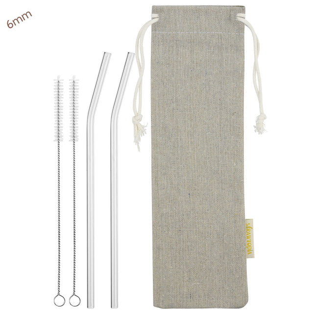 main photo showing 2 cleaning brushes and 2 bendy glass straws