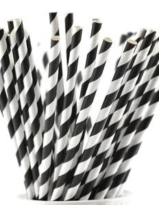 White | Black Striped Paper Straws — STRAWTOPIA - STRAWTOPIA