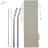 8mm (Grey) 2 Bendy Reusable Glass Straws with Cleaning Brushes — STRAWTOPIA