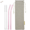 8mm (Pink) 2 Bendy Reusable Glass Straws with Cleaning Brushes — STRAWTOPIA