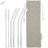 10mm (Transparent) 4 Bendy Reusable Glass Straws with Cleaning Brushes — STRAWTOPIA
