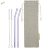 8mm (Purple) 2 Bendy Reusable Glass Straws with Cleaning Brushes — STRAWTOPIA