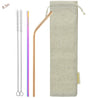 (8.5 inches)1 Bendy Rose Gold 1 Straight Rainbow  Reusable Metal Straws with Cleaning Brushes — STRAWTOPIA