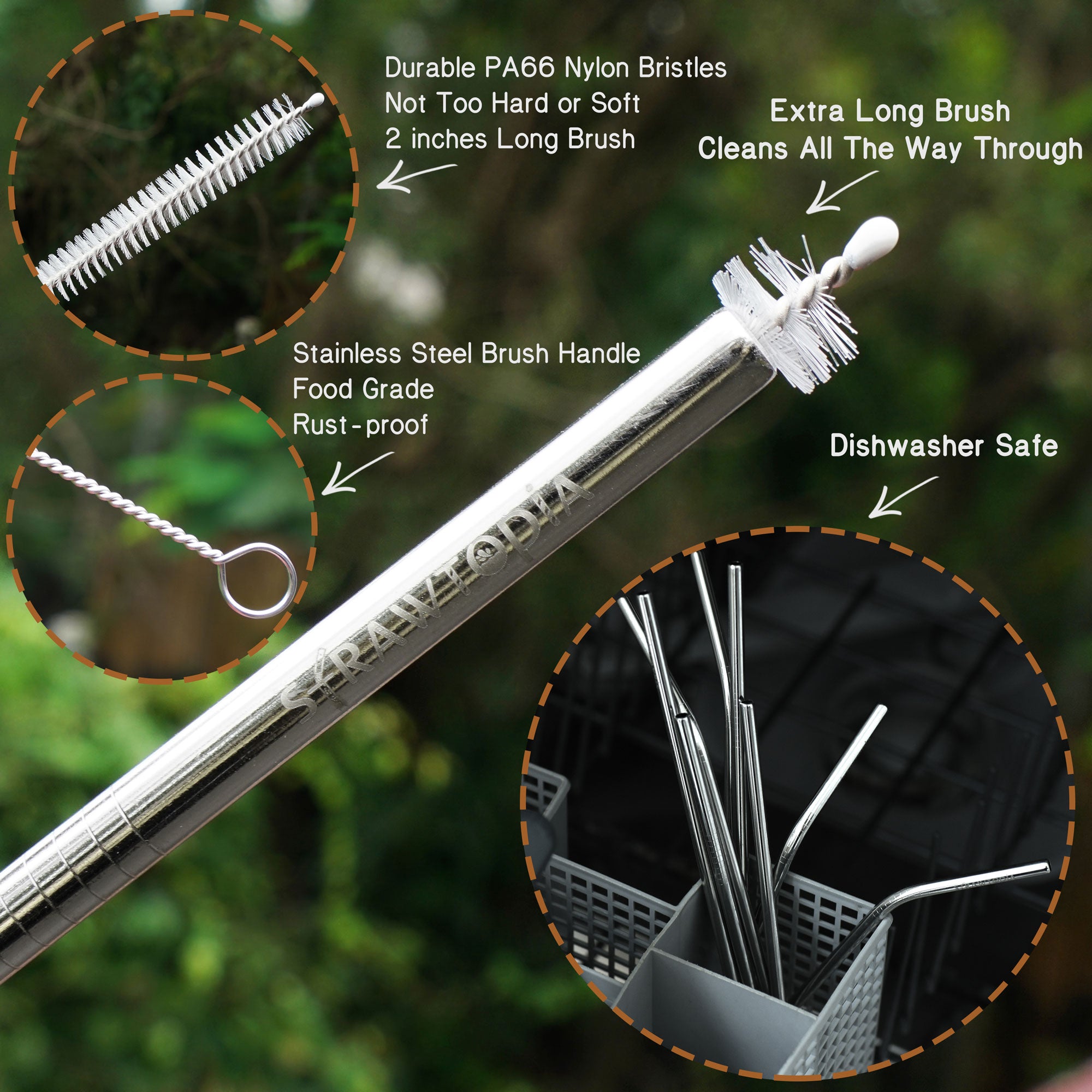 Reusable Straws,Set of 8 Long 8.5 Inch Stainless Steel Metal Straws, 4  Silicone Straws, Includes 2 Cleaning Brushes, Compatible With  Tumblers,YETI