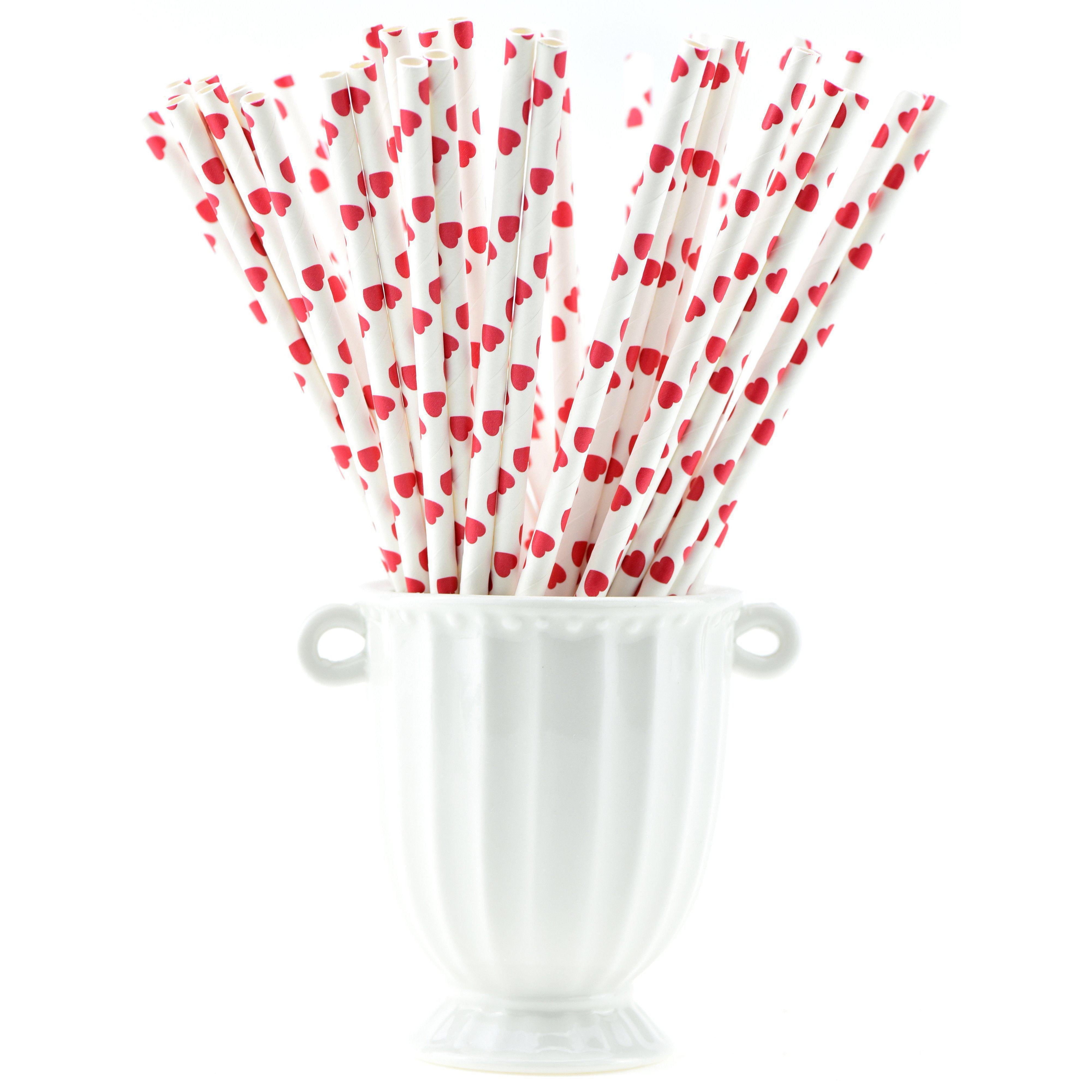 Red Heart Shape Paper Straws — STRAWTOPIA