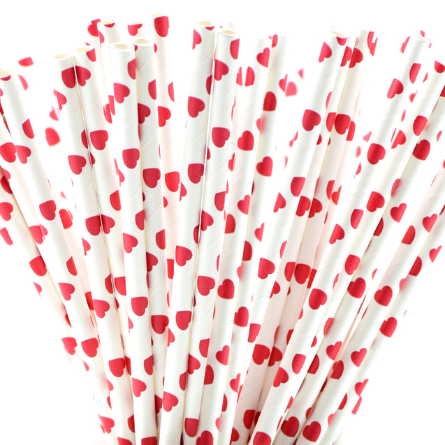 Red Heart Shape  Paper Straws Biodegradable and Compostable - STRAWTOPIA