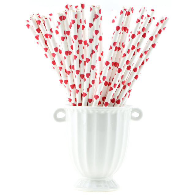 Red Heart Shape  Paper Straws Biodegradable and Compostable - STRAWTOPIA