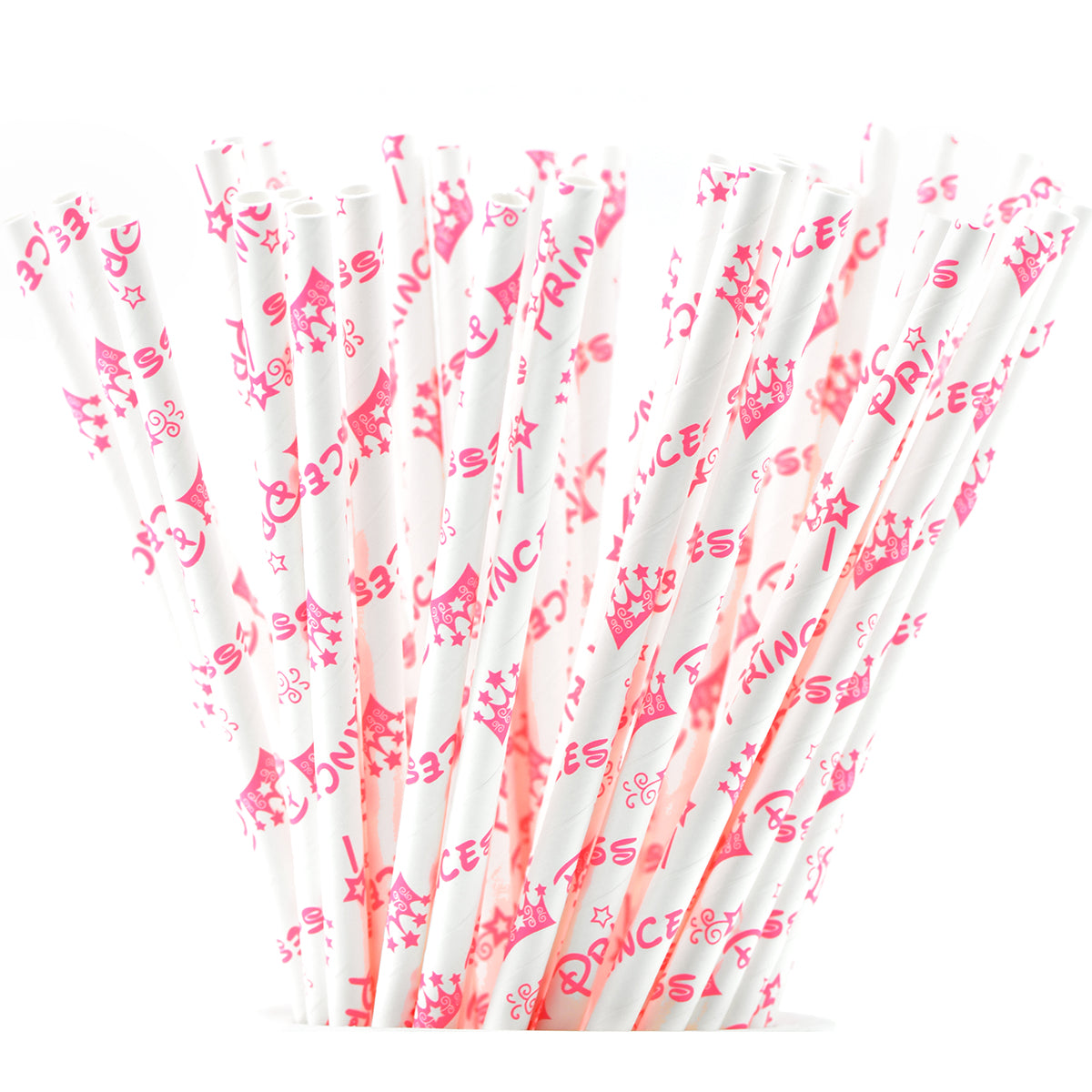 Sustainable Paper Straws Rings Pink 7.75 Inches 100 Count Box