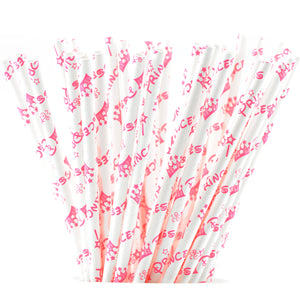 Pink Crown Paper Straws Biodegradable and Compostable - STRAWTOPIA